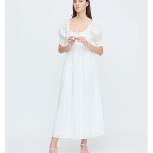 Hill House White Lace Puff Sleeve Maxi Dress Madeline Nap Broderie White Voile